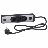 UNICA РАЗКЛОНИТЕЛ 3 ШУКА+2USB С КЛЮЧ С 1.5М КАБЕЛ АНТРАЦИТ/АЛУМИНИЙ ST943U1BA