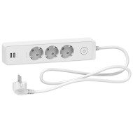 UNICA РАЗКЛОНИТЕЛ 3 ШУКА+ 2USB С КЛЮЧ С 1.5М КАБЕЛ БЯЛ ST943U1W