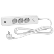 UNICA РАЗКЛОНИТЕЛ 3 ШУКА+ 2USB С КЛЮЧ С 3М КАБЕЛ БЯЛ ST943U3W