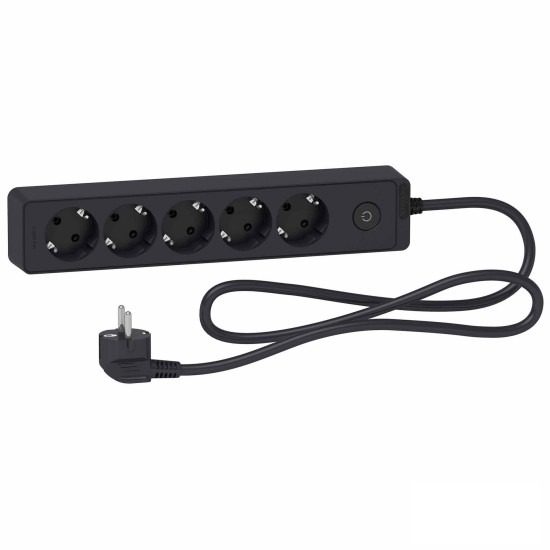 Unica extend, 5 Schuko, swicthable, 1.5m cable antracit ST9451B