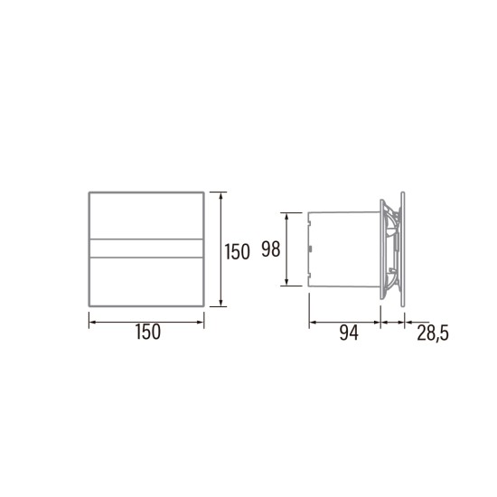CATA BATHROOM FAN E-100 GTH BK WITH TIMER AND SENSOR GLASS 220V Ф100 BLACK