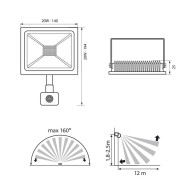VIVALUX SPOTLIGHT WITH SENSOR NYX LED 20W BLACK 6400K VIV003974  