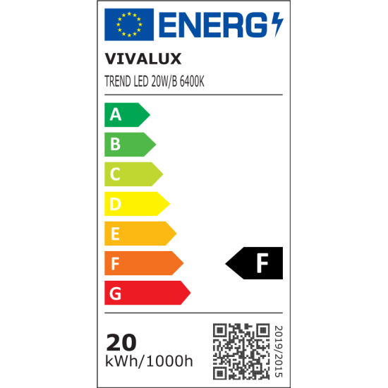 VIVALUX LED ПРОЖЕКТОР TREND LED 20W ЧЕРЕН 6400K