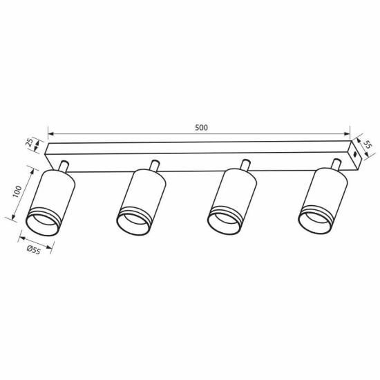 VIVALUX SPOT LINEAR DE TAVAN SP734-4L BK KING ∙ ALB∙ 4XGU10
