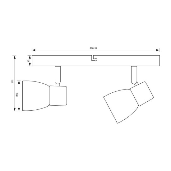 VIVALUX SPOT DE TAVAN DANTE SP786 2xE14 NEGRU VIV005048