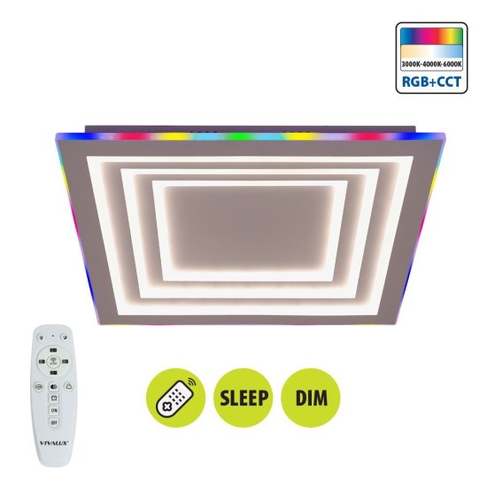 VIVALUX  LED МУЛТИФУНКЦИОНАЛНА ПЛАФОНИЕРА С ДИСТАНЦИОННО DAKOTA LED 102W RGB+CCT VIV005171