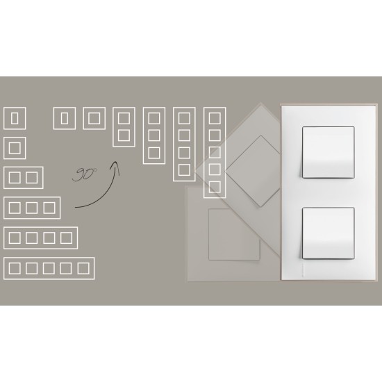 BTICINO CLASSIA 2 MODULES FRAME WHITE GOLD R4802WD