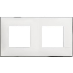 BTICINO CLASSIA 2+2 MODULES FRAME WHITE CHROME R4802M2WR