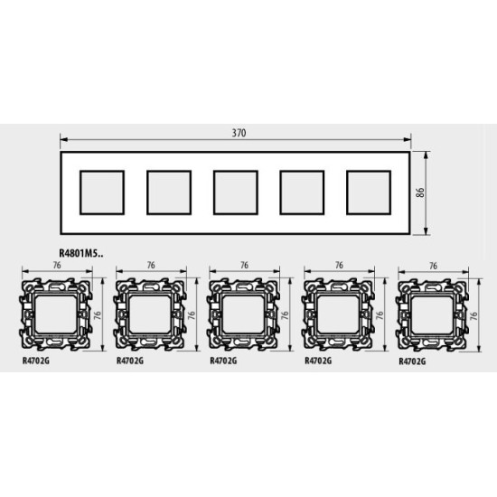 BTICINO CLASSIA RAMĂ 5 MODULE ALBĂ R4802M5RW