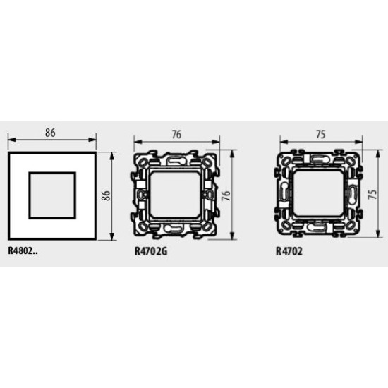 BTICINO CLASSIA 2 MODULES FRAME WHITE GOLD R4802WD