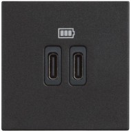 BTicino Classia РОЗЕТКА 2xUSB TYPE C 5Vdc 2-МОД ЧЕРЕН RG4286C2