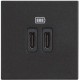 BTICINO CLASSIA SOCKET 2xUSB TYPE C 5Vdc 2-MODE BLACK RG4286C2