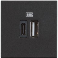 BTicino Classia РОЗЕТКА 2xUSB TYPE A+C 5Vdc 2-МОД ЧЕРЕН RG4287C2
