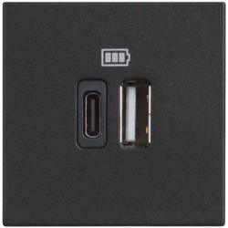 BTicino Classia РОЗЕТКА 2xUSB TYPE A+C 5Vdc 2-МОД ЧЕРЕН RG4287C2