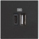 BTICINO CLASSIA SOCKET 2xUSB TYPE A+C 5Vdc 2-MODE BLACK RG4287C2