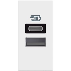 BTicino Classia РОЗЕТКА 2xUSB TYPE A+C 5Vdc 15W 3A 1-МОД БЯЛ RW4191AC