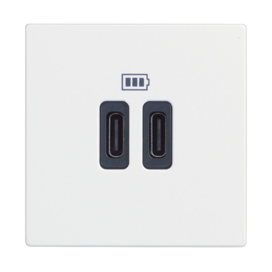 BTICINO CLASSIA SOCKET 2xUSB TYPE C 5Vdc 2-MODE WHITE RW4286C2