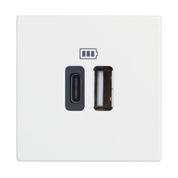 BTicino Classia РОЗЕТКА 2xUSB TYPE A+C 5Vdc 2-МОД БЯЛ RW4287C2 