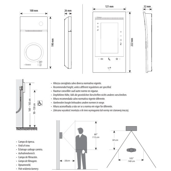 VIDEOINTERFON BTICINO CLASSE 300 EOS Wi-Fi K-T PANOU DE AFIȘAJ ȘI INTRARE LINEA3000 363915