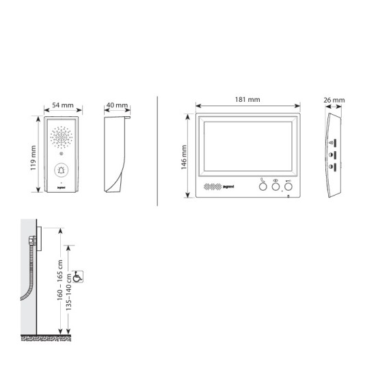 LEGRAND ВИДЕОДОМОФОН BASIC 7"  K-T ДИСПЛЕЙ И ВХОДЕН ПАНЕЛ 4F 369580